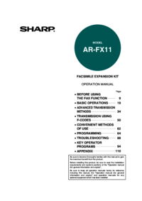 Per vedere il documento Sharp AR-FX11 Specifiche